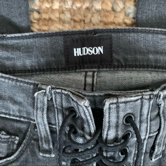 Hudson Black High Rise Bullocks Lace Up Cropped Jeans-24 - Picture 9 of 11
